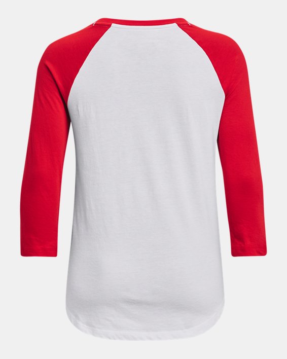 Women's UA Performance Cotton Collegiate Baseball T-Shirt, Red, pdpMainDesktop image number 4